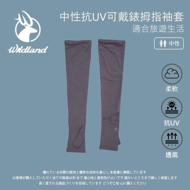 Wildland 荒野 中性抗UV可戴錶拇指袖套-深灰色-W1816-93(中性/袖套/防曬袖套/透氣套袖)