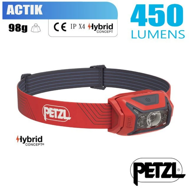 PETZL ACTIK 超輕量標準頭燈_450流明.IPX4防水(E063AA03 紅)