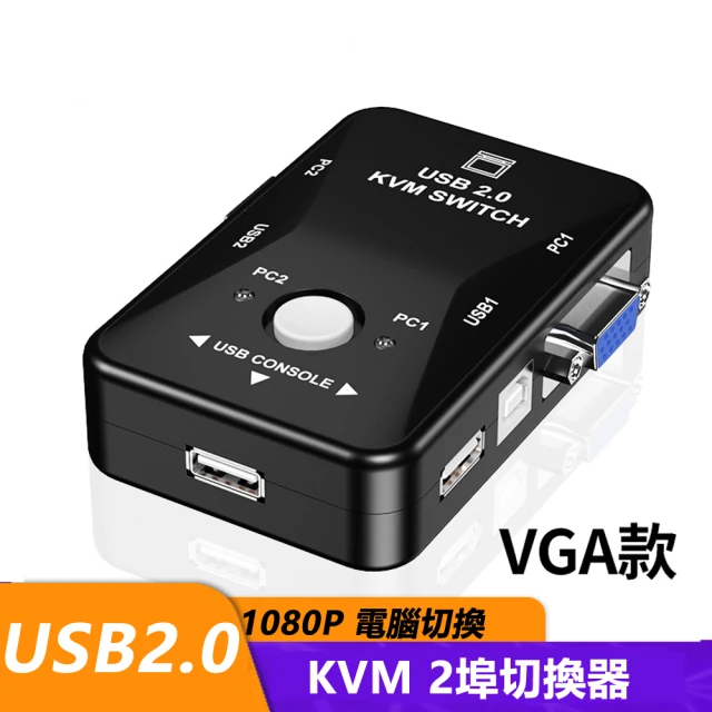 LineQLineQ VGA 2in1 KVM Switch 1080P 2埠電腦切換器 V21UA