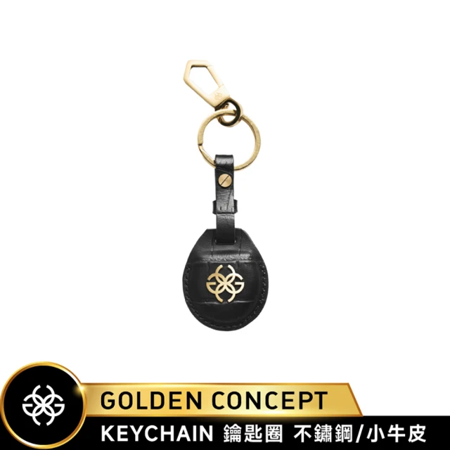 Golden Concept Airtag皮革保護套鑰匙圈 鱷魚皮壓紋 黑/金