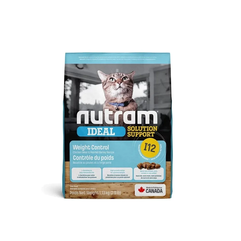 【Nutram 紐頓】I12專業理想系列-維持體態貓雞肉+豌豆 2kg/4.4lb(貓糧、貓飼料、貓乾糧)