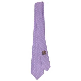 【Hermes 愛馬仕】H Discret Unie 手工縫製斜紋布真絲領帶(粉紫)