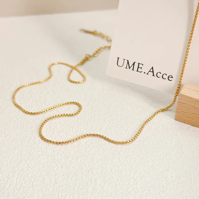 【UME.Acce】立體方珠細鍊鈦鋼項鍊(鈦鋼項鍊 項鍊 鈦鋼 裸鍊 鈦鋼裸鍊 立體 方鏈 珍珠鏈)