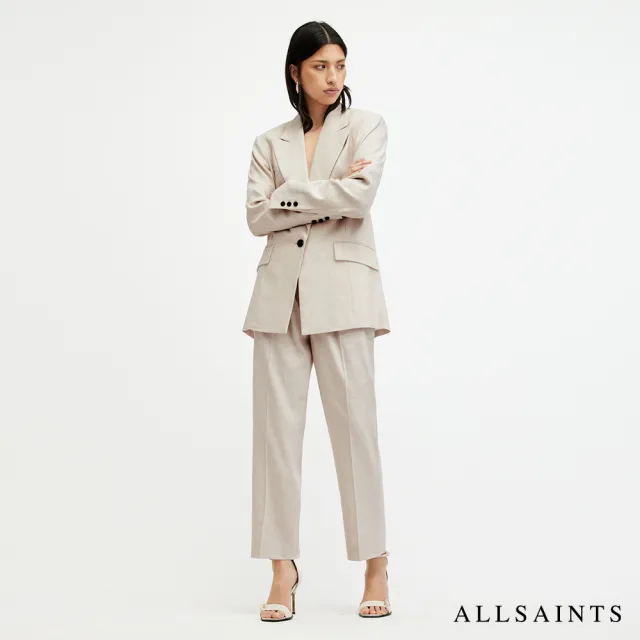 【ALLSAINTS】WHITNEY 亞麻中腰打摺西裝長褲 W017QA(常規版型)