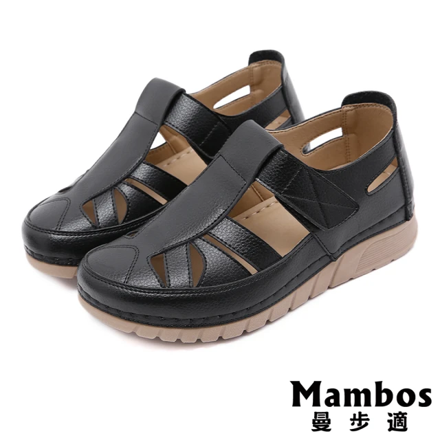 Mambos 曼步適 厚底涼鞋 縷空涼鞋/舒適縷空線條拼接包