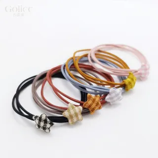 【Gulicc】髮圈 日系簡約 格子星願 髮圈 4入(新年 情人節 生日 髮飾 頭飾 大腸圈 髮夾 禮物)