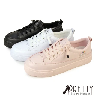 【Pretty】女鞋 小白鞋 休閒鞋 懶人鞋 免綁鞋帶 平底(粉紅、白色、黑色)