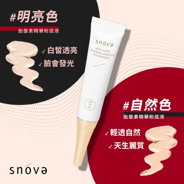 【SNOVA】絲若雪高效水嫩抗老胎盤素精華粉底液 SPF35-15ml-3入組(抗老/粉底液/保濕/防曬)