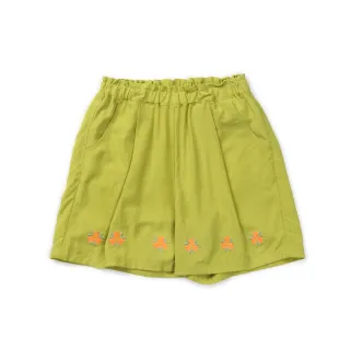【lulabee】童裝-刺繡小花縫摺短褲(檸檬綠)