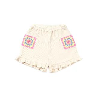 【lulabee】童裝-印花口袋縫摺短褲(米色)