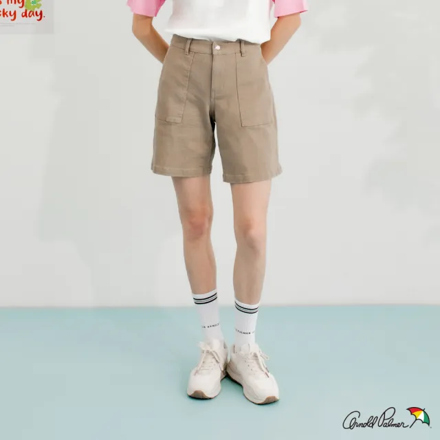 【Arnold Palmer 雨傘】女裝-特殊車線口袋造型牛仔五分褲(2色)