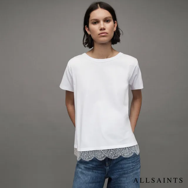 【ALLSAINTS】LEE 蕾絲拼接短袖T恤-白 WM033Z(舒適版型)