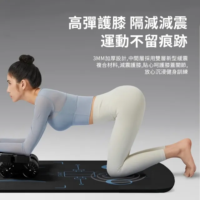 【ANTIAN】加大加厚 科學引導線健腹輪專用墊 矽膠雙面防滑健腹輪墊 加厚運動健身地墊 加購健腹輪(160*70cm)