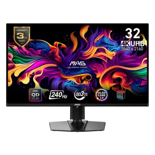 【MSI 微星】MAG 321UPX QD-OLED 31.5型 UHD平面電競螢幕(240Hz/0.03ms GTG/Adaptive-Sync)