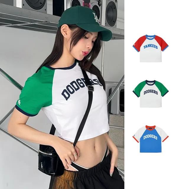 【MLB】女版短袖T恤 Varsity系列 紐約洋基/洛杉磯道奇隊(3FTSV1543-三款任選)