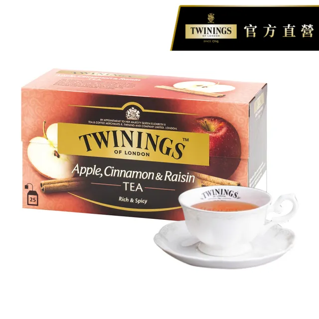 【Twinings 唐寧茶】調味茶包 25包x1盒(四紅果茶/沁心薄荷/香甜蜜桃/香橙肉桂/異國香蘋)