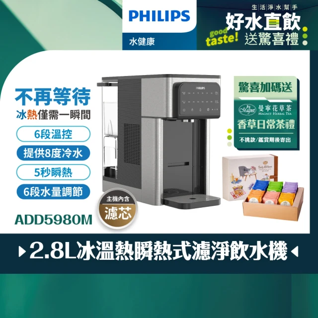 【Philips 飛利浦】2.8L冰溫熱瞬熱式濾淨飲水機ADD5980M(主機內含濾芯)