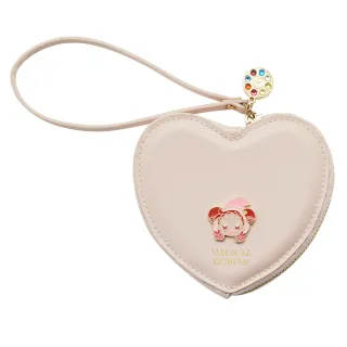 【Grace Gift】小魔女DoReMi聯名-春風DoReMi愛心型拉鍊零錢包(粉)