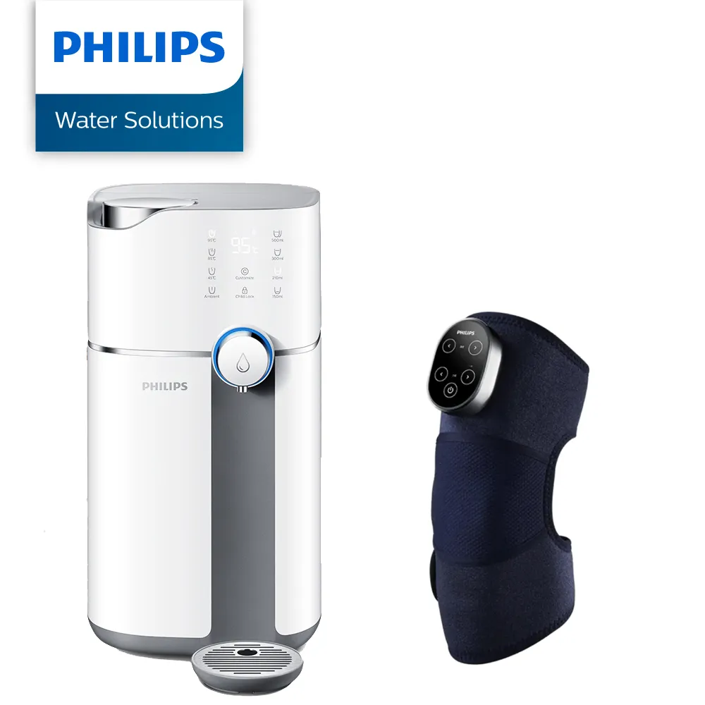 【Philips 飛利浦】智能雙效UV-C滅菌/RO過濾瞬熱淨水機+單膝按摩器(ADD6910+PPM5301DB)