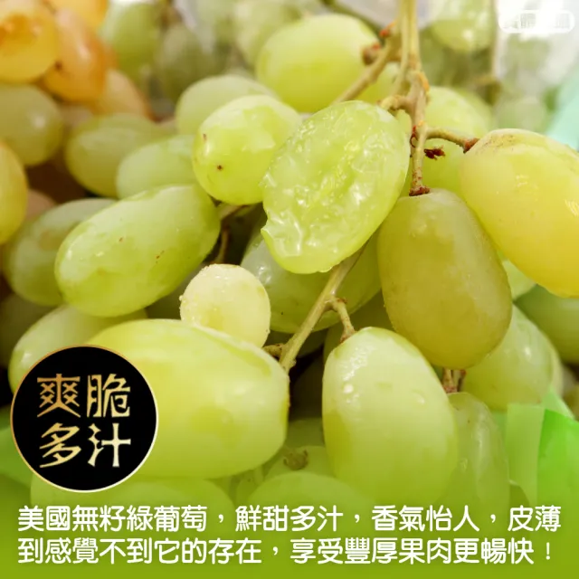 【WANG 蔬果】美國無籽綠葡萄800-1000gx3袋(空運直送.無籽葡萄.進口水果)