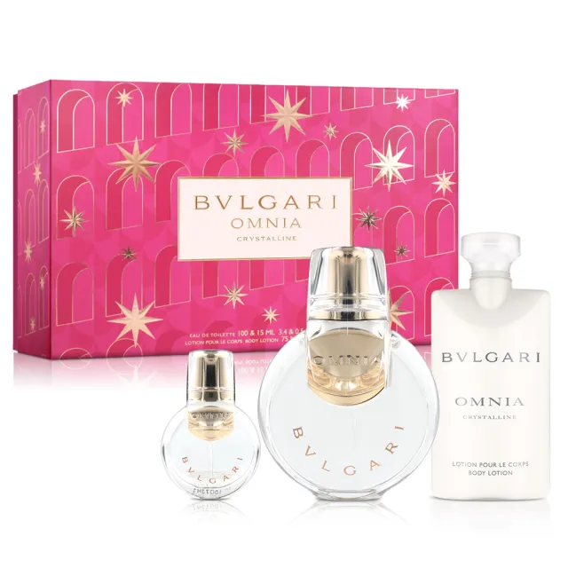 【BVLGARI 寶格麗】晶澈女性淡香水禮盒-淡香水100ml+15ml+身體乳75ml(平行輸入)