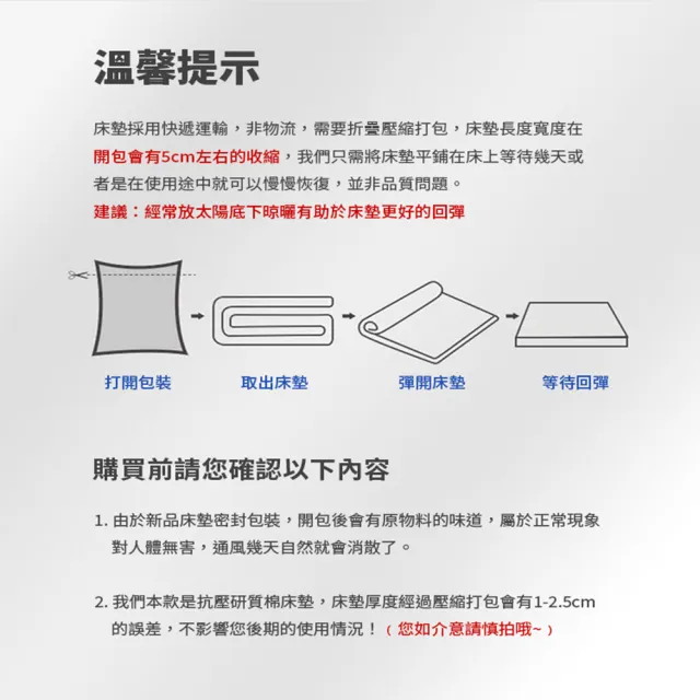 【CGW】透氣軟床墊雙人加大180x200cm(宿舍床墊/雙人加大床墊/折疊床墊/日式床墊/學生床墊)