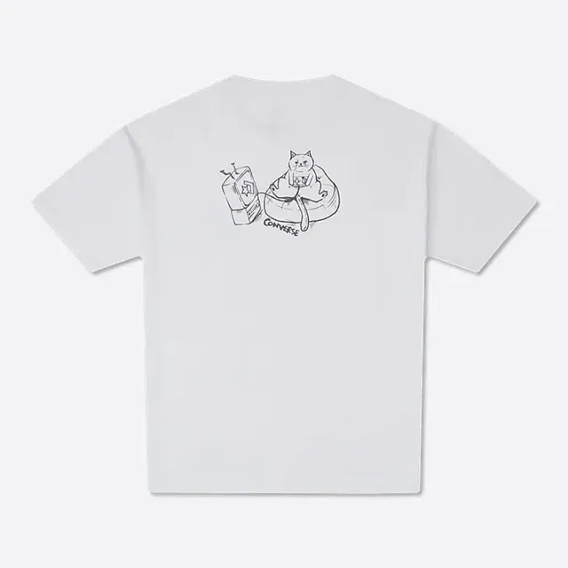 【CONVERSE】PETS TEE 運動服 短袖上衣 T恤 男上衣 白色(10027661-A01)