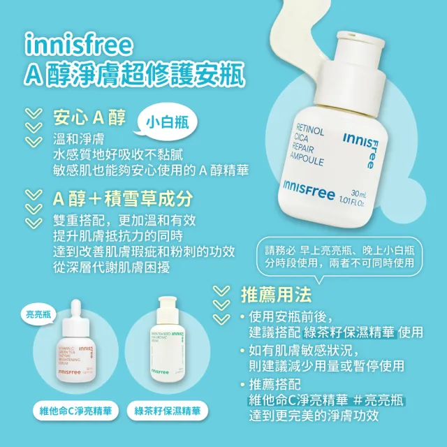 【innisfree】A醇淨膚超修護安瓶 30ml(A醇入門 淨化毛孔)
