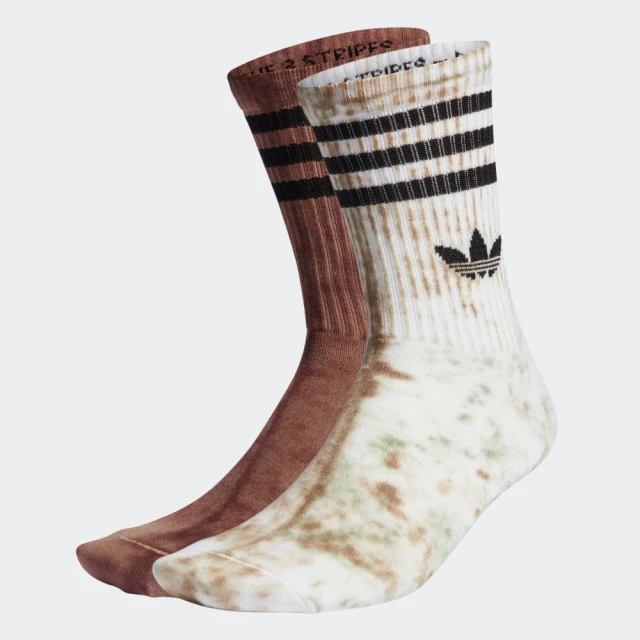 adidas 愛迪達 襪子 中筒襪 運動襪 2雙組 三葉草 TIEDYE SOCK 2PP 米咖 II3299