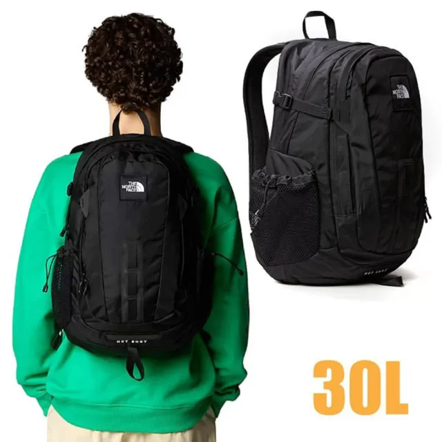 【The North Face】HOT SHOT 抗撕裂多功能後背包30L.通勤運動健行包.電腦包(3KYJ-53R 時尚黑 N)