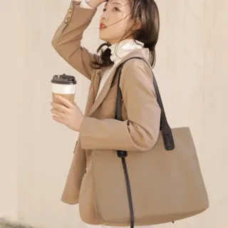 【BONum 博紐】女用牛津布大容量托特單肩商務電腦包(時尚 女用 女仕 筆電包 上班)