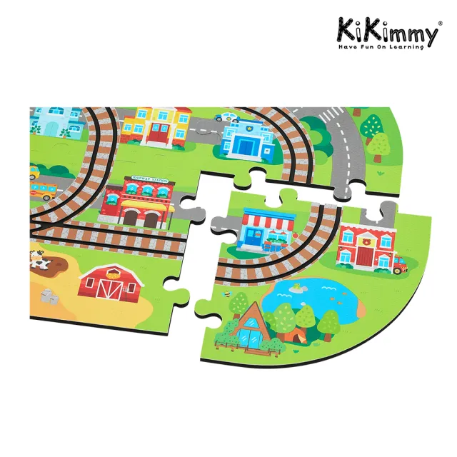 【kikimmy】多功能火車軌道拼圖墊 13PCS(遊戲墊 地墊 巧拼墊)
