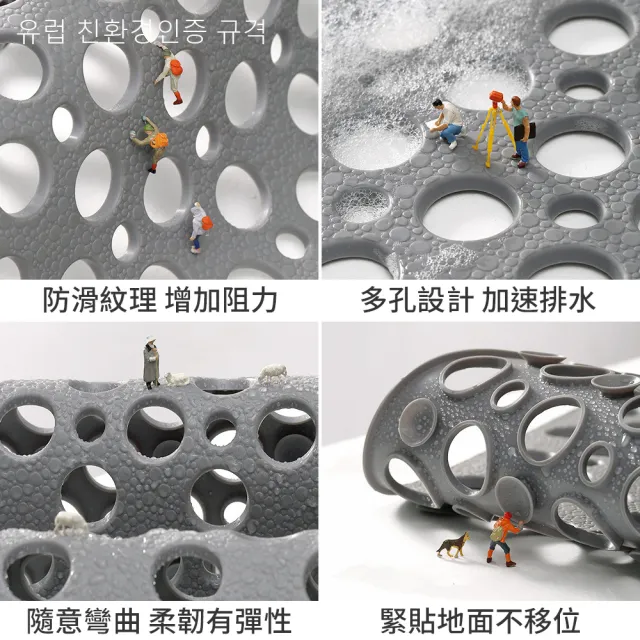 【媽媽咪呀】TPE浴室止滑墊75x43cm(大孔瀝水快乾 雙面止滑 浴室防滑地墊)