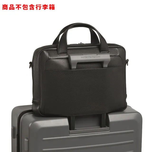 【Porsche Design 保時捷】德國頂級小牛皮旅行公事包肩背包(黑色 OLE1500)