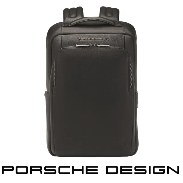 【Porsche Design 保時捷】德國頂級小牛皮旅行後背包(黑色 OLE1600)