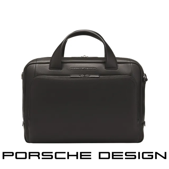 【Porsche Design 保時捷】限量3折 德國頂級小牛皮旅行公事包肩背包 全新專櫃展示品(黑色 OLE1500)