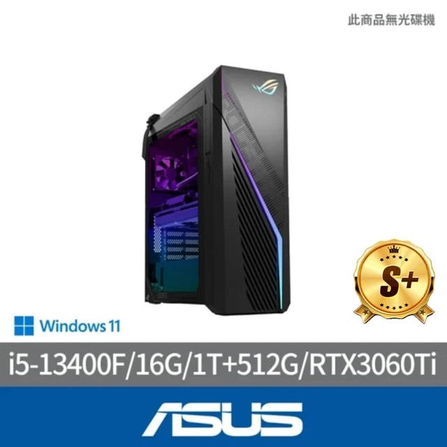 ASUS 華碩 福利品 i5 RTX3060Ti電競電腦(i5-13400F/16G/1T+512G/RTX3060Ti/W11/G16CH-51340F055W)