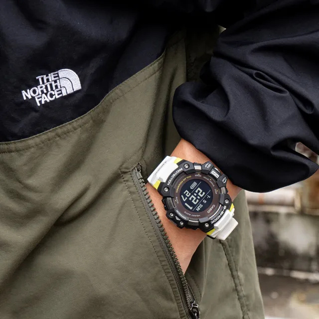 【CASIO 卡西歐】G-SHOCK G-SQUAD 運動潮流太陽能GPS藍牙連線腕錶/白x黑框(GBD-H1000-1A7)