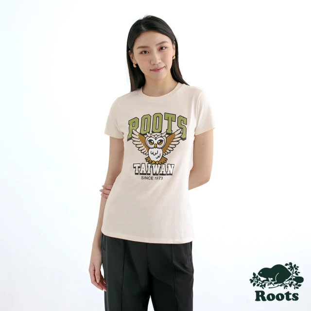 Roots Roots女裝- ANIMAL FRIENDS ARCH 短袖T恤(椰奶色)