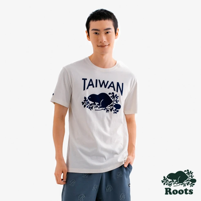 Roots Roots男裝- TAIWAN BEAVER 短袖上衣(椰奶色)