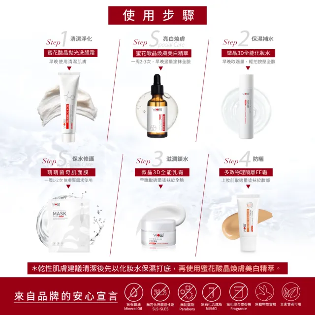 【Swissvita 薇佳】買一送一★蜜花酸晶煥膚美白精萃30mL(臉部保養/精華液)