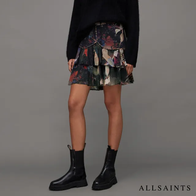 【ALLSAINTS】GEMMA TIPPI 人造絲高腰花卉印花短裙 WS015Z(常規版型)