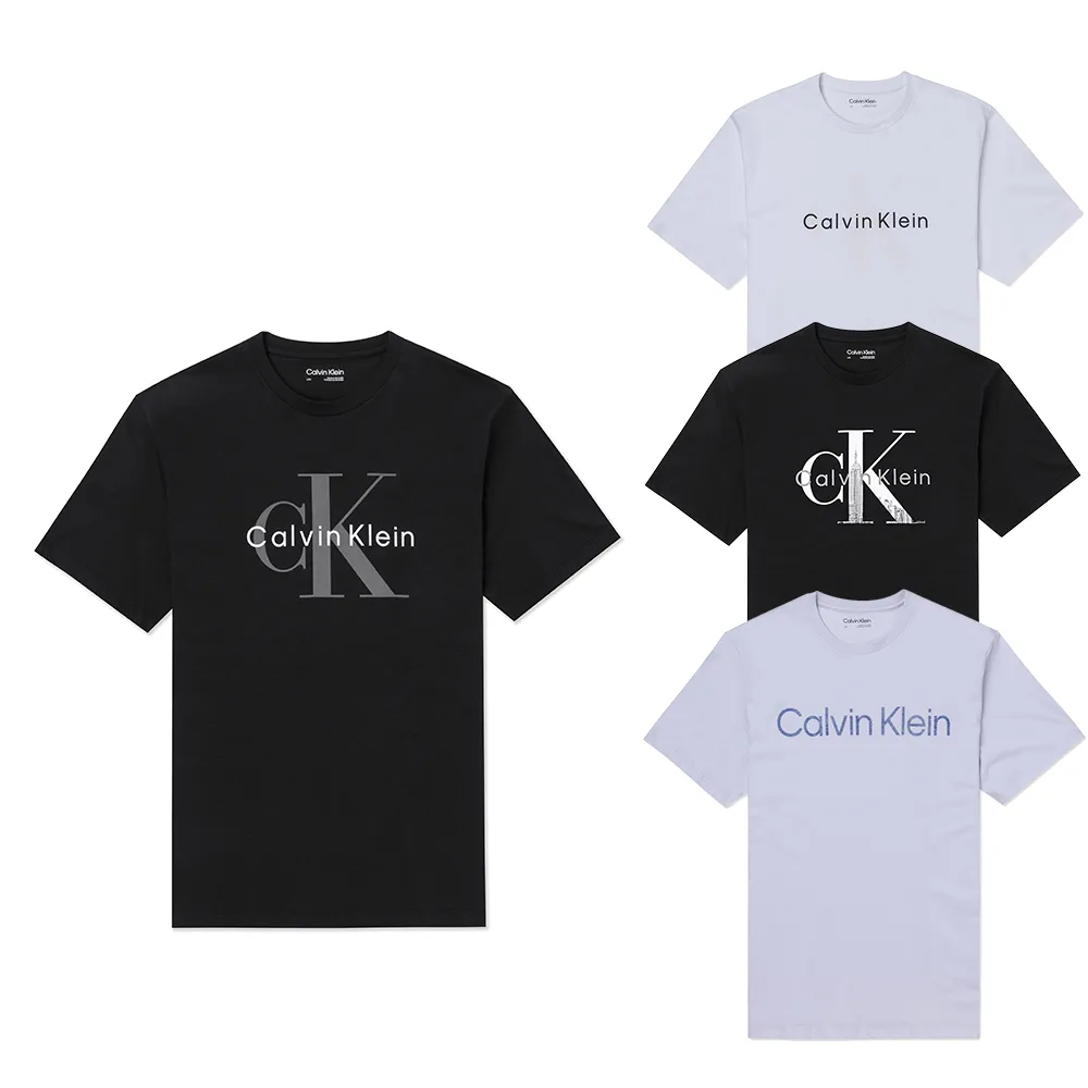 【Calvin Klein 凱文克萊】CK 經典刺繡文字圖案短袖T恤 上衣-多色組合(平輸品/短T/春夏舒適)