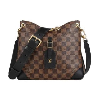 【Louis Vuitton 路易威登】LV N50064 Odeon PM經典LOGO塗層帆布拉鍊肩背斜背兩用包(咖啡x黑)