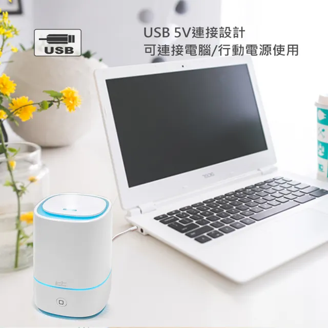 【ANDZEN 安得仁】USB精油薰香機加濕器超音波水氧機AZ-1250(三色選一+贈複方-薰衣草10mlx1瓶)