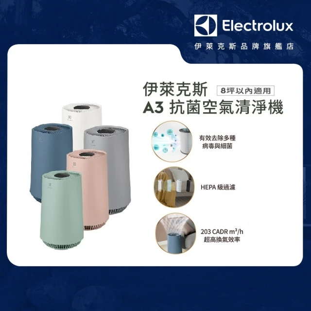 Electrolux 伊萊克斯 A3抗菌空氣清淨機 FA31-202WT 202BL 202GN 202PK 202GY(8坪適用/5色任選)