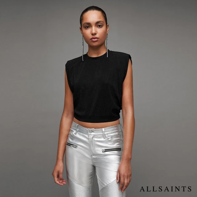 ALLSAINTS ALYA MIKA 亮片簡約短版墊肩短版背心 WM194Z(修身版型)