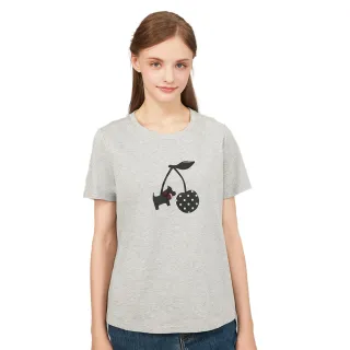 【SCOTTISH HOUSE】櫻桃狗短袖T恤-甜美粉/淺灰色 CHUB1205