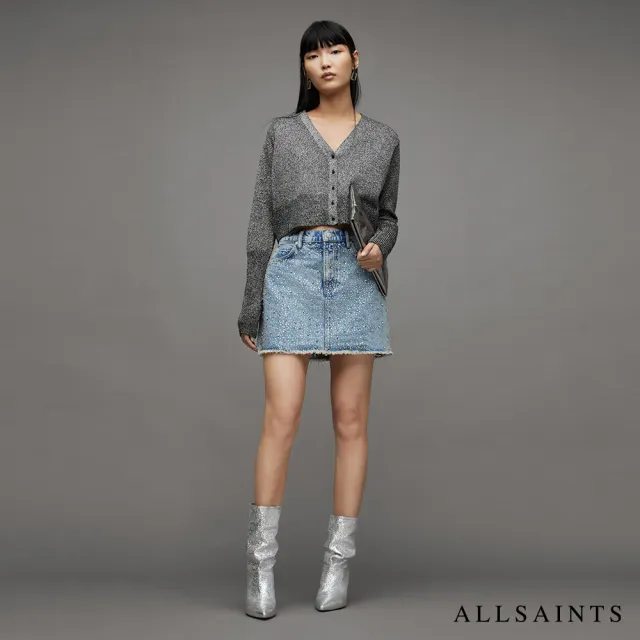 【ALLSAINTS】LYRA 人造絲短版金屬針織外套 WK081Z(常規版型)