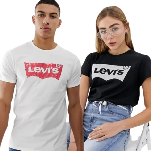 【LEVIS】刷舊LOGO印刷 圓領短T 基本款T恤 上衣(美國進口平行輸入)